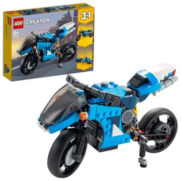 LEGO CREATOR Super Motocykl Ścigacz 3w1 Latający Motor Klasyk 236 Klocki 8+