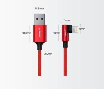 Угловой кабель USB-Lightning MFI 1м 2,4А