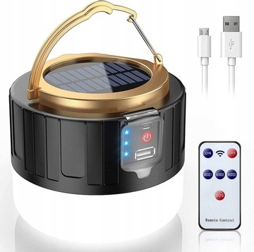 КЕМПИНГОВАЯ ЛАМПА СОЛНЕЧНАЯ СВЕТОДИОДНАЯ POWERBANK 3600 мАч USB