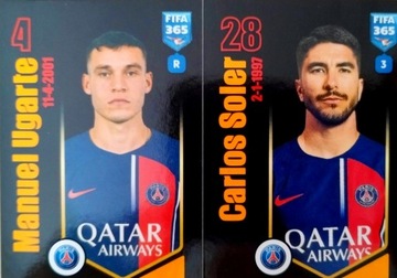 PANINI naklejki FIFA 365 2024 NAKLEJKA 220 a b PSG UGARTE SOLER