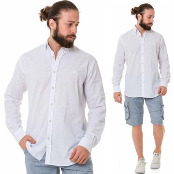 Koszula Męska Premium Casual Bawełniana z dodatkiem Lnu Regular