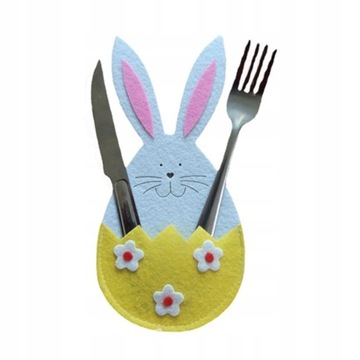 ПАСХАЛЬНЫЕ КАРМАНЫ ДЛЯ СТОЛОВЫХ ПРИБОРОВ ЗАВЯЗКА ПАСХАЛЬНОЕ ЯЙЦО 4 ШТ ДЕКОР