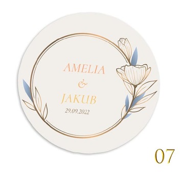 NAKLEJKI weselne Podziękowanie dla Gości 24 szt 4,5 cm personalizowane N7