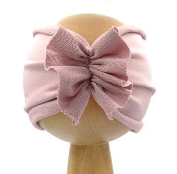Opaska SZEROKA turban brudny róż na obwód 44-47