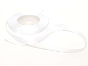 TAŚMA SATYNOWA wstążka 32 m x 0,6 cm biała biały white