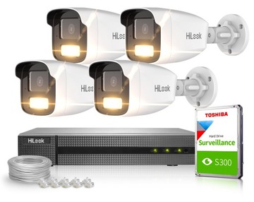HiLook Zestaw kamer IP 2MPx Full HD HybridLight IR50m Podgląd zdalny 1TB