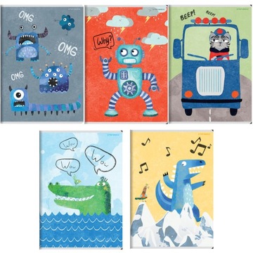 5x ZESZYT TOP 2000 A5 KAŻDY INNY, 32 KARTKI, LINIA Z MARGINESEM, BOY'S CARD