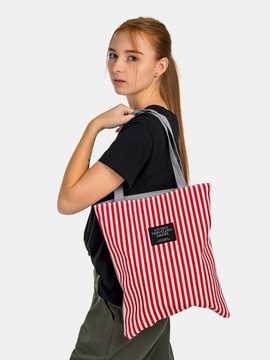 Shopperka torebka damska na ramię torba worek pojemna na zakupy w paski