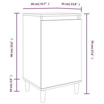 Тумбочка прикроватная, глянцевый, белый, 40x35x70 см Lu