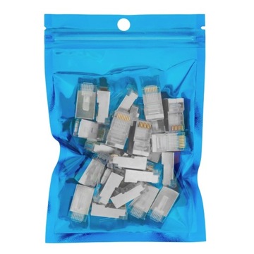 Przezroczyste Wtyczki RJ45 Przelotowe CAT 6 FTP PT-RJ456FT-1_25 25 szt.