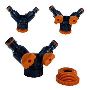 TRÓJNIK Z ZAWORAMI DO WĘŻA OGRODOWEGO 1x3/4