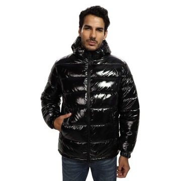 GUESS CZARNA MĘSKA KURTKA LIQUID PUFFA XXL