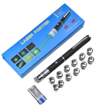 LASER ZIELONY 500 mW + 12 GŁOWIC DISCO WSKAŹNIK