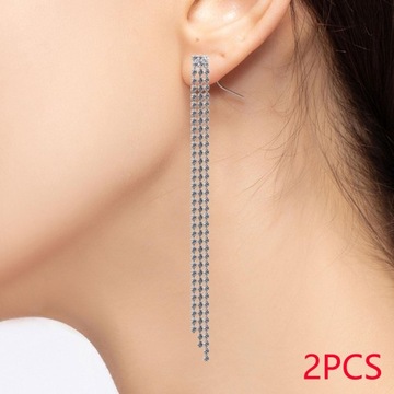 Długie wiszące kolczyki z frędzlami, kolczyki z kryształkami Punk 9,85 cm x 0,62 cm