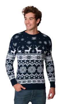 НОРВЕЖСКИЙ РОЖДЕСТВЕНСКИЙ СВИТЕР, ОЛЕНЬ, ТЕМНО-СИНИЙ XL