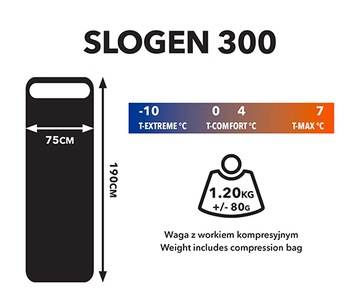ТЕПЛЫЙ СПАЛЬНЫЙ МЕШОК CAMPUS SLOGEN 300 КОНВЕРТ ОДЕЖДА - R