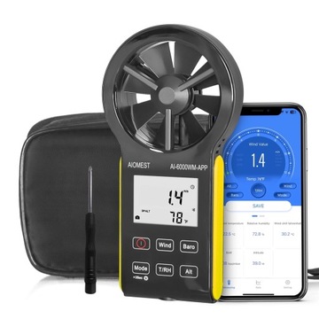 AIOMEST 6000WM-APP Cyfrowy anemometr ręczny miernik wiatru CFM HVAC