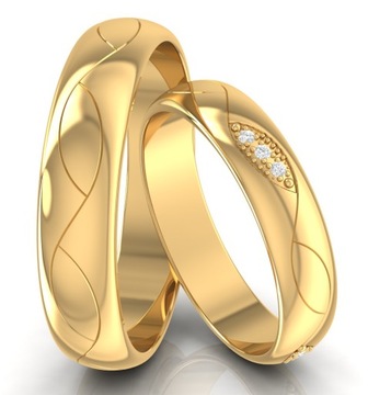 ZDOBIONE OBRĄCZKI 14 CT ZŁOTO 585 PÓŁOKRĄGŁE WZÓR