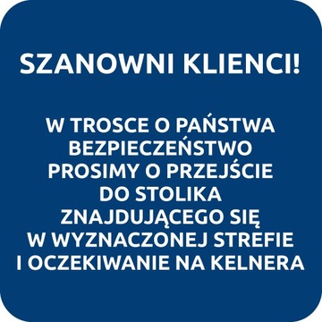 NAKLEJKA NA SZYBĘ 20 cm RESTAURACJA STREFA KLIENTA