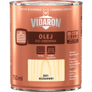 VIDARON OLEJ DO DREWNA DO TARASÓW BEZBARWNY 750ML