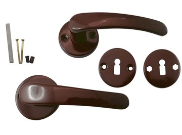 KLAMKA BRĄZOWA BISZKOPT OKRĄGŁY SZYLD ROZETA KLUCZ