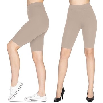 Damskie Legginsy Kolarki klasyczne KRÓTKIE getry siłownia sport BEŻOWE S