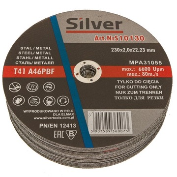 25X TARCZA DO CIĘCIA METALU SILVER 230X2.0
