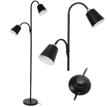 LAMPA STOJĄCA PODŁOGOWA NOWOCZESNA CZARNA LOFT