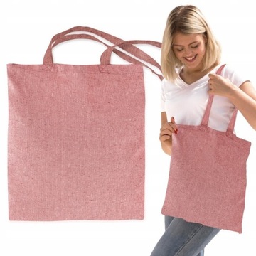 TORBA BAWEŁNIANA z RECYKLINGU 38x42 cm CZERWONY MELANŻ 145g EKOLOGICZNA EKO