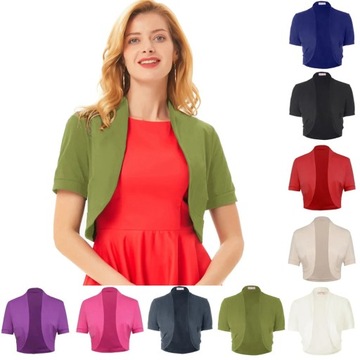 Women's Shrug Ladies Short Sleeve Pleated Sides Co