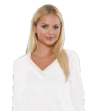 Komplet UNIKAT welur dres GERI rozm M ecru cudny