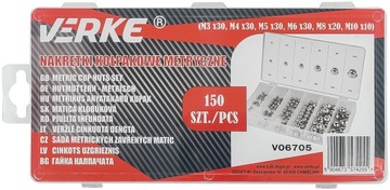 МЕТРИЧЕСКИЕ ЗАКРЫТЫЕ КРЫШЕЧНЫЕ ГАЙКИ, 150 ШТ. НАБОР ГАЙОК MIX M3-M10