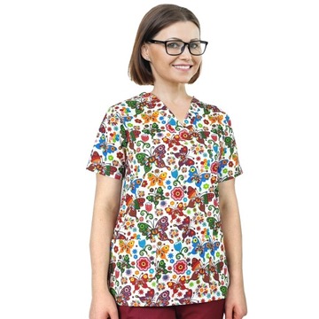 Bluza medyczna damska fartuch kolorowy wzorek XS