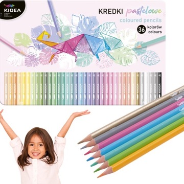 KREDKI PASTELOWE W METALOWYM PUDEŁKU 36kol PREZENT
