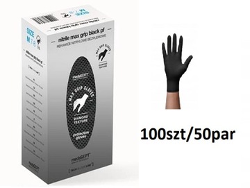 MAX GRIP MEDASEPT RĘKAWICE nitrylowe czarne r XL