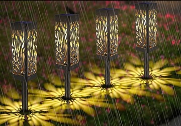 Солнечные светодиодные садовые фонари, вставленные в сад, наружные, теплые цвета, узоры