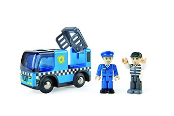 Hape E3738 Police Car with Siren - Compatible with Wooden Train Set - Track