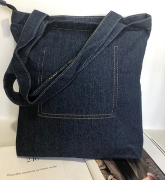 CIEMNY DENIM TORBA TOREBKA SZHOPERKA BANANY