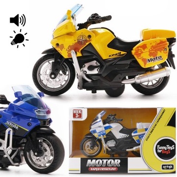 MOTOR MOTOCYKL ŚCIGACZ NAPĘD ŚWIATŁO DŹWIĘK 1:12
