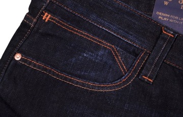 CROSS JEANS spodnie STRAIGHT regular NAVY blue DYLAN _ W36 L30