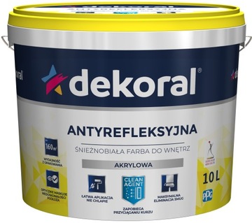 FARBA AKRYLOWA DO WNĘTRZ BIAŁA ANTYREFLEKSYJNA 10L
