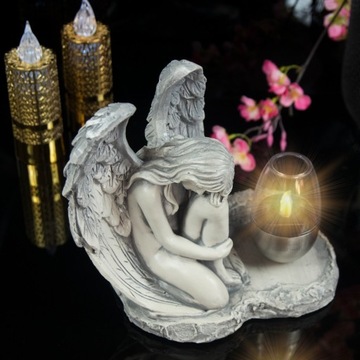 СЕРАЯ ГИПСОВАЯ ФИГУРКА Гробница СОЛНЕЧНАЯ СВЕТОДИОДНАЯ ЛАМПА