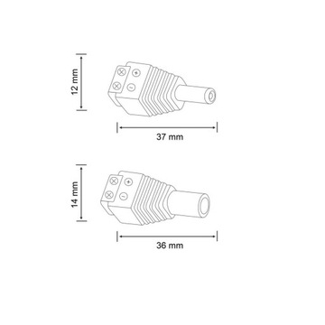 Zestaw gniazdo i wtyczka do taśm LED 2pin 12-24V Polux