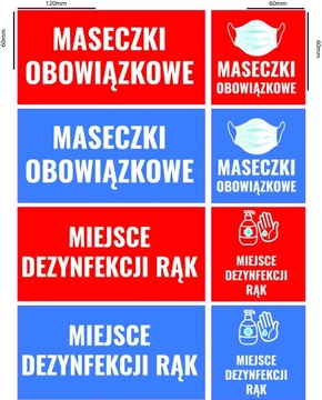 Naklejki MASECZKI oraz DEZYNFEKCJA RĄK zestaw 8szt