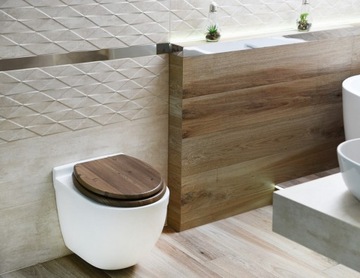 Медленно закрывающееся сиденье для унитаза из орехового дерева AWD02181065