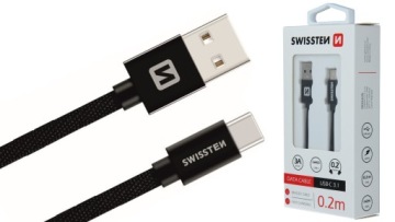 SWISSTEN USB / USB-C кабель для зарядки 3A 20 см