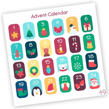 NAKLEJKI ŚWIĄTECZNE KALENDARZ ADWENTOWY 49 20x20