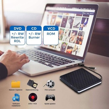 ZEWNĘTRZNY NAPĘD DVD Amicool, USB 3.0 Type-C CD DVD +/-RW NAGRYWARKA