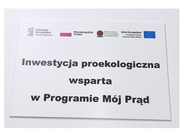 Tabliczka INWESTYCJA PROEKOLOGICZNA MÓJ PRĄD