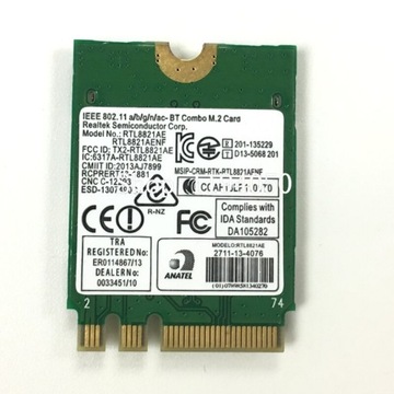 karta sieciowa RTL8821AE REALTEK + Bluetooth